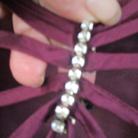 Vintage Burgundy short-sleeved velvet maxi dress Size 16 - Picture 4 of 7